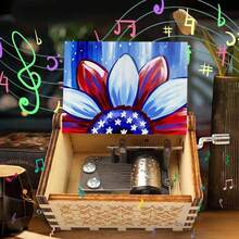 手摇木质音乐盒 - 爱国向日葵设计，播放《你是我的阳光》，无需电池，是独立日和送给亲人的完美礼物 - 彩色向日葵音樂盒 - 查看 9