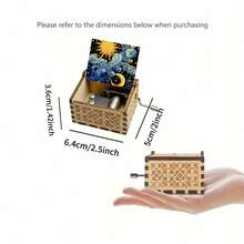 Handcranked Wooden "You Are My Sunshine" Van Gogh Starry Night Music Box, Battery-Free Keepsake Gift For Girlfriend, Mom, Birthday - Starry Sky Music Box - View 4