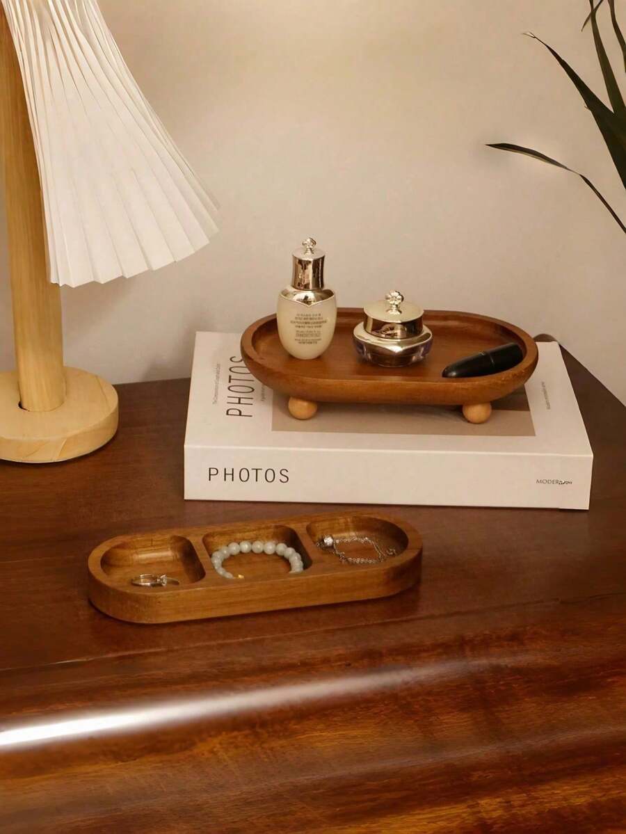 This 1pc Multi-Functional Wooden Jewelry Box Can Be Used As A Storage Box, As Well As A Watch And Jewelry Organizer. Its Compact Design Saves Space And Is Also Suitable For Storing Cosmetics. It Is An Excellent Home Decor Piece, Perfect For Placing In The Bedroom Or Living Room, And Also A Great Holiday Gift, Especially For Mother's Day. - Multicolor - View 1