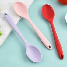 4pcs Silicone Spoons - Heat Resistant Non-Stick Kitchen Mixing Spoons, 8 Inch (20.5cm) Mixing Spoons Tool, Ladle Spoon Rice Spoon Adult Spoon Kitchen Supplies, Suitable For Mixing, Baking, Serving, Cooking And Stirring - Multicolor - View 2