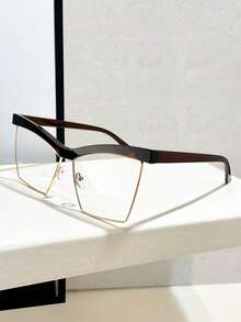 1 pezzo Montatura per occhiali da vista unisex in metallo, stile occhio di gatto quadrato, contrasto di colori, stile retrò Y2K, minimalista, moda streetwear - Trasparente - Visualizzare 16