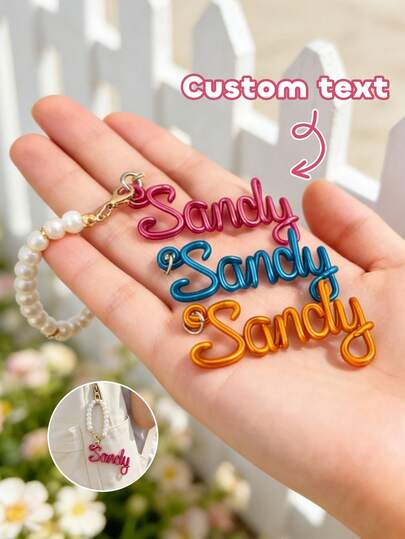1pc Custom Name Keychains For Women Stainless Steel Personalized Engraved Letters Key Chain For Bag Charm Purse Handbags,Customize Text,Stainless Steel Yarn Knitted Wire Names