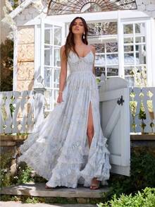 Beautiful And Unique Suspender Dress For Seaside Vacation, Super Beautiful Temperament, Waist Cinching Long Skirt, Children's Summer Casual Fashion Long Skirt - Màu xanh lam - Xem 2