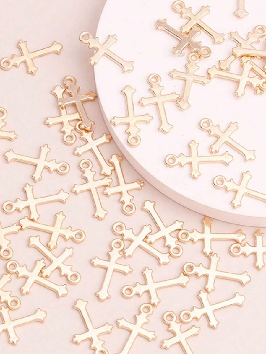10 chiếc mặt dây chuyền hình thánh giá bằng hợp kim kẽm, phụ kiện trang sức tự làm. - Vàng - Xem 1