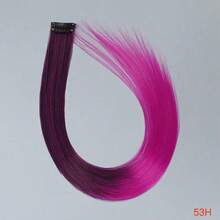 1pc Heat-Resistant Synthetic Long Straight Hair Extension Clip-In, Y2K Style Highlighted Side-Swept Bangs Hair Piece - Multicolor - View 42
