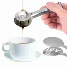 Prensa para bolsitas de té plateada, pinza ovalada de acero inoxidable para bolsitas de té, pinza y soporte para colador de té, adecuada para sujetar cubitos de hielo, azúcar, coladores y filtros de té, accesorios para té. - Plateado - Ver 9