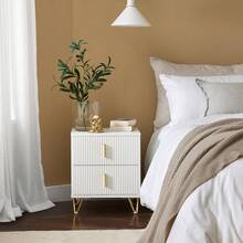 SoBuy Bedside Table With 2 Drawers For A Spring Mattress Bed, Side Table, Telephone Table, Nightstand, W X H X D: 40 X 47 X 40 Cm FBT115 - White X2 - View 3