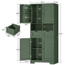 Kitchen Pantry Cabinet With Adjustable Shelf, Tall Storage Cabinet With 2 Drawers & 4 Door Shelves, Food Pantry Cabinets, For Kitchen, Dining Room, Living Room, Green - 綠色 - 查看 6