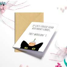 1 Fun Animal Birthday Card With An Envelope: A Cute Black Cat With A Cupcake And Candles. - A - View 3