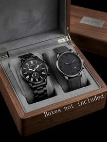 4件套男士时尚休闲商务混合刻度日历功能圆形表盘石英表组合套装，适合日常佩戴或节日送礼 - 彩色 - 查看 7