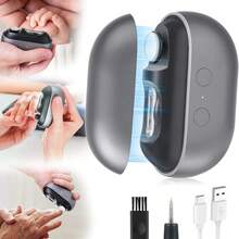 HYUNDAI 三合一自动电动指甲钳，升级版带照明灯电动指甲修剪器，带指甲碎屑收集器的自动指甲修剪机 - 黑色 - 查看 5