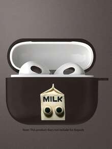 一款印有卡通牛奶盒图案、带有“MILK”字样和卡通眼睛图案的耳机保护套，适用于第四代/第三代/第二代 - 耳机套 - 黑色 - 查看 6