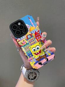 SpongeBob SquarePants 1 chiếc ốp lưng điện thoại họa tiết lâu đài và SpongeBob sọc, phù hợp với /Apple 17/16/15/14/13/12/11 Pro Max/12 Pro/14 Plus và các dòng máy khác. - Nhiều màu - Xem 2