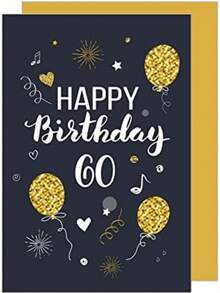 Seidel 高级版 60 岁生日贺卡，附信封。生日贺卡，祝您生日快乐，男女皆宜。 - A - 查看 2