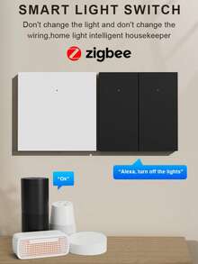 符合欧盟标准的 ZigBee 智能灯开关 – 可选 1/2/3/4 位联，兼容 Alexa/Smart Life/Tuya，支持 APP 远程和语音控制，带定时器和倒计时功能，无需零线，采用阻燃 PC 面板，功率 600W，LED 背光，需搭配网关使用。 - 彩色 - 查看 1