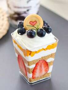 25/50/75个装透明甜点杯，带盖和勺子，酸奶果冻杯，派对开胃菜杯，迷你葡萄酒杯，带勺子，适合盛放布丁、水果和冰淇淋 - 查看 10