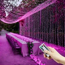 USB Powered Outdoor String Lights, Holiday Wreath Fairy Lights, Room Curtain Lights, Camping Decor Lights, Patio Decor, Birthday Gift, Date Night Decor, Remote Control Curtain Lights, Family Gathering Decor Lights, 4 Light Colors, Yard Decor, 8 Lighting Modes Wedding Party Romantic Atmosphere Decoration Lights, Wall Decor, Christmas & Halloween Decor - USB Curtain Light String - View 20