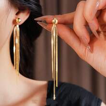 1 par de pendientes geométricos de acero inoxidable chapado en oro de 18K, diseño minimalista y único, pendientes elegantes para mujeres - Dorado - Ver 1