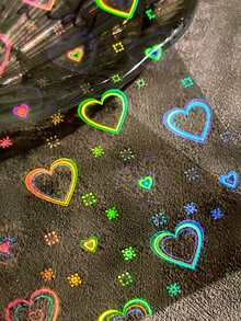 Neon Heart Holographic Stickers, Rainbow Gradient Heart Stickers, DIY Diary And K-Pop Idol Card Decoration - Multicolor - View 3