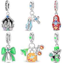 A Silver Plated Bow Set Pendant Suitable For 3mm Original Bracelet Necklace DIY Beaded Women's Daily Gift, Birthday Party Holiday Gift - Multicolor - View 1