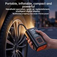 SUITU Car Tire Inflator, Portable Cordless Air Compressor, Rechargeable Electric Tire Pump With Digital Display, Led Light & Auto Shut-Off, Fast Inflation For Cars, Motorcycles, Bicycles And Sports Balls. 7.4V 1500mAh - Wireless - View 2