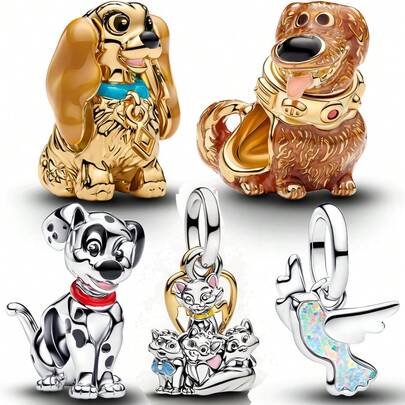 1 Pc Fashion Dog Dangle Charm Silver Plated Fit Bracelet Necklace DIY Holiday Gift