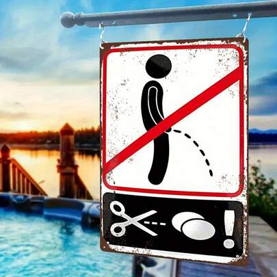 1 Biển báo kim loại cổ điển "Cấm đi tiểu" - Tấm treo tường bền chắc 8"X12" có hình kéo và dấu chấm than, thích hợp trang trí quán bar, phòng ngủ, phòng ăn, nhà bếp, phòng tắm. Thiết kế ngộ nghĩnh, chữ nổi bật, dạng phẳng 2D, không kèm dây treo.