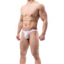 Mens Thong Underwear Sexy G String Stretchy All Day Comfort Male Lingerie Solid Bikini T Back Pants - 白色 - 查看 3