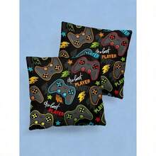 1pc Double Sided Gamepad Print 18x18 Inch Pillow Cover, Modern Throw Cushion Case For Sofa Living Room Gaming Decor - Soft Polyester, Zipper Closure, Machine Washable, No Insert Included, Decorative Office Bed Accent - Multicolor - View 9