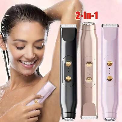 Women's Dual Head Electric Bikini Trimmer, Waterproof, USB Rechargeable, Suitable For Dry/Wet Body & Facial Hair Removal - Designed For Bikini, Armpit, Leg, Arm