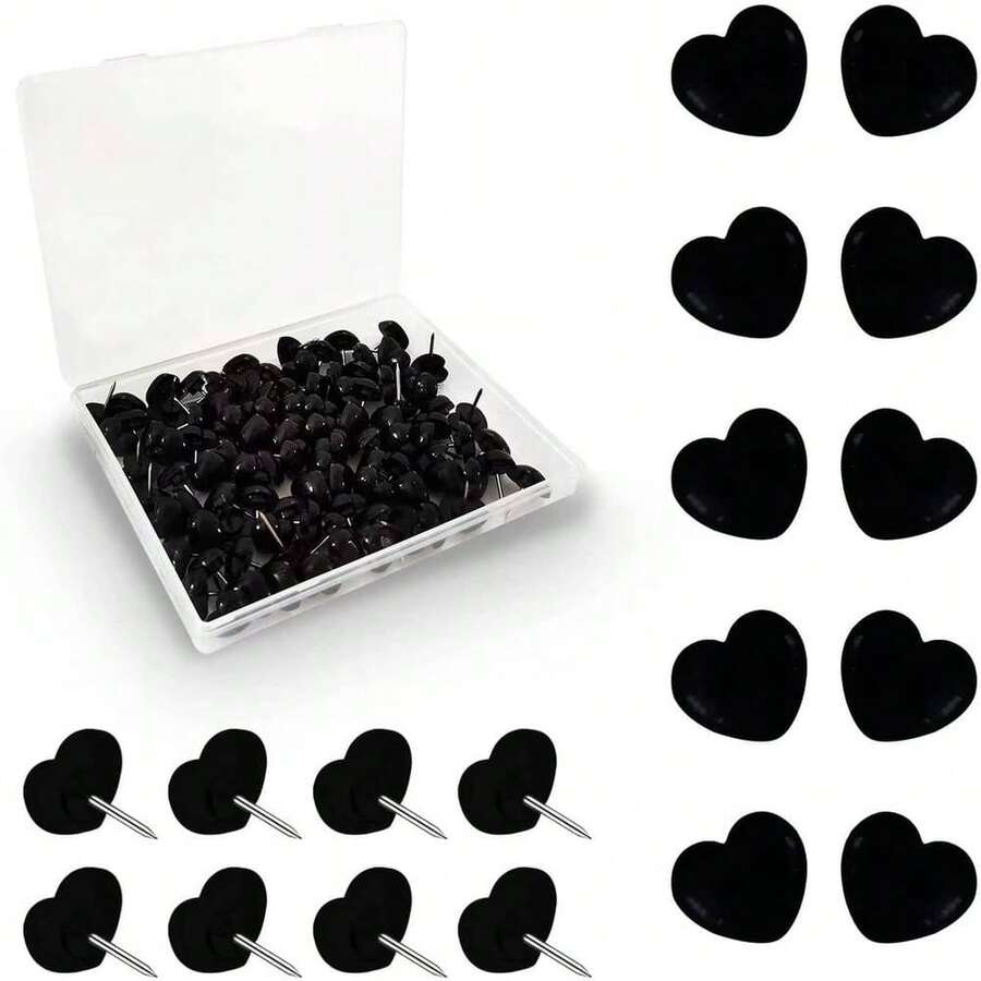 50pcs Plastic Love Thumbtack Shape Tack Binding Board Wall Nail Poster Photo Etc. Back To School - 彩色 - 查看 1