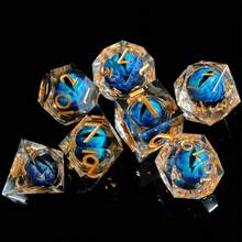 D&D树脂龙眼骰子套装，7颗装（D4、D6、D8、D10、D12、D20）角色扮演骰子套装，圣诞游戏礼物 - 彩色 - 查看 4