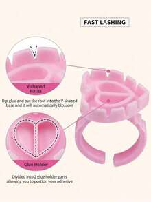 心形睫毛胶收纳盒 - 50/100/200/300/500/600/700支装睫毛胶收纳盒，睫毛嫁接用品，加厚扇形托盘 - 彩色 - 查看 7