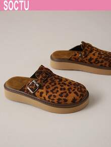 Women's Spring New Round Toe Thick Sole Comfortable Slip-On Casual Versatile Mules - Mocha Brown - View 3