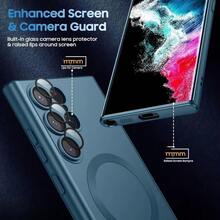 Luxury Matte Magnetic Phone Case For Galaxy S26 Ultra S24 Plus S23 FE S22 S21 S20 S25 Ultra Note 20 Ultra S25FE S24 FE S23 FE A17 A16 A26A36 A56 A15 A25 A35 A55 A06 A05S A14 A34 A54 Protector Cover - Dark Green - View 6