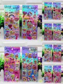 Reusable 3D Stickers 1/4/12 - Shiny Gold Shaker Stickers, Suitable For Heat Transfer, Sand Art Sticker Books, Scrapbooking, Diaries, Sticker Albums, Planners, Envelopes, DIY Crafts, Cartoon 3D Embossed Stickers And Fun Cute Crystal Stickers - Multicolor - View 8