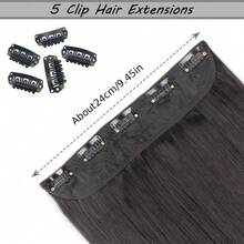 30 Inch (76cm) Longest Length Natural Black 3/4 Full Head Clip-In Seamless Hair Extensions For Women - Black - View 5