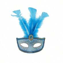 1pc Glitter Feather Masquerade Mask, Sexy Party Festival Makeup Costume Feather Eye Mask For Women - Multicolor - View 3