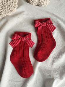 1 par de calcetines con volantes y flores para niñas, calcetines suaves de estilo princesa para bebés e infantes - Multicolor - Ver 2