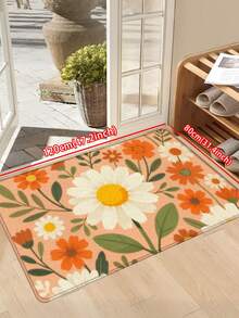 1 pièce Tapis de porte à motif floral orange clair, tapis de salle de bain moderne antidérapant et absorbant, tapis de salon, de chambre à coucher et d'entrée, tapis d'extérieur, gratte-pied d'entrée, tapis de sol à imprimé floral, décoration de marguerite, tapis lavable et durable, imperméable, décoration de maison de campagne, ameublement doux de couleur crème, décoration de hall d'entrée nordique - Fondation Daisy - Voir 15