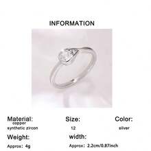 1枚女士优雅闪亮圆形立方氧化锆戒指，适合订婚、周年纪念、承诺、婚礼、生日、圣诞节、感恩节、情人节等场合佩戴。 - 銀色 - 查看 12