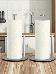 1个银色厨房纸巾架，台面纸巾盒，不锈钢纸巾架带加重底座，耐用台面收纳架，节省空间纸巾架，壁挂式收纳，现代厨房配件，耐用厨房用品，壁挂式分配器，厨房收纳配件 - 彩色 - 查看 4