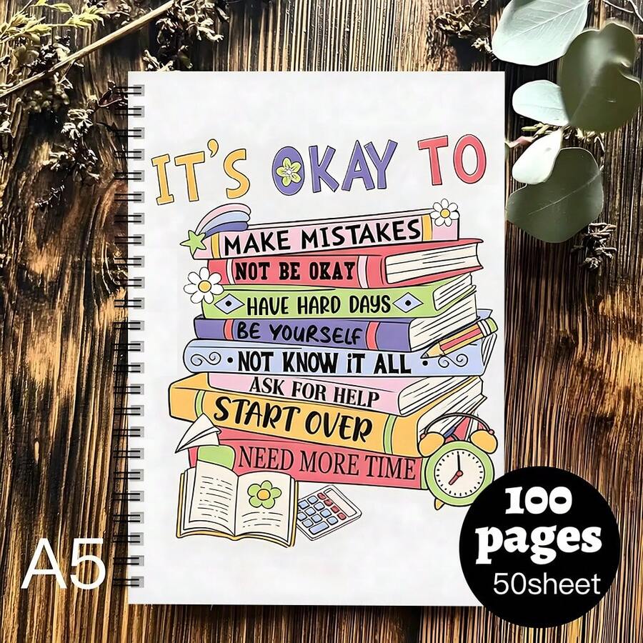 Self-Care Journal And Notebook With Positive Affirmations - Mental Health Diary For Women, Teachers And Students - Colorful Book Covers, Dotted Line Pages, Inspirational Gift Idea (Pink, Green, Yellow) - Daily Writing Planner - A5 - View 1