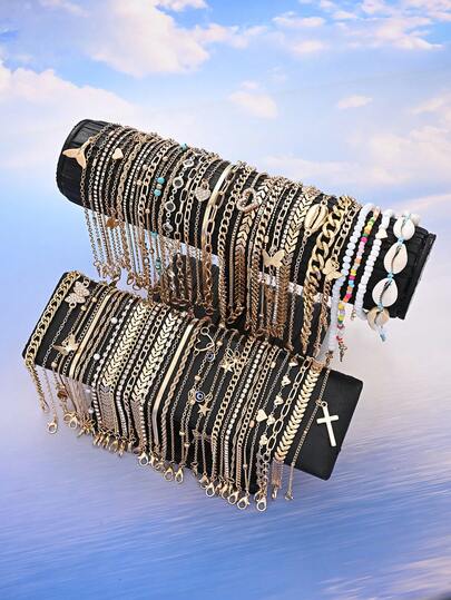 Bộ lắc chân phong cách Bohemian gồm 36/22/15/3 chiếc, họa tiết vỏ sò, bướm, thánh giá, trái tim, mắt ác, ngôi sao, và các yếu tố đại dương, thích hợp cho kỳ nghỉ biển, tiệc tùng, hẹn hò, mùa hè, kiểu dáng mới và đa năng.