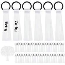 48 Pcs Cheerleader Pom Poms Name Tags Cheerleading Name Tags Ribbon Sublimation Blank Cheer Pom Tags Travel Suitcases Labels For Backpack Keychains White - White - View 8