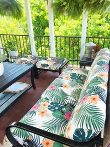 1pc Tropical Rainforest Leaf Print Milk Silk Sofa Cover, High Elasticity Dust-Proof Removable Washable All-Season Sofa Slipcover, Suitable For Patio, Garden, Poolside And Multiple Occasions, Single Piece Sold Not Set Sofa Protector - Multicolor - View 6