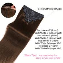 Hair Extensions Human Hair Chocolate Brown #4 Remy Human Hair Extensions Clip In Natural Hair Extensions Straight Hair Extensions - S4 - View 8