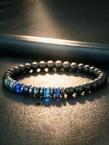 diffone 时尚手工6毫米天然帝王石手链，男士臂环饰品 - 帝皇石個性手鍊 - 查看 8