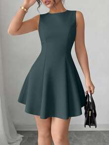 PRETTYGARDEN Women's Summer Dresses Elegant Sleeveless Boat Neck A Line  Formal Cocktail Party Wedding Guest Graduation Vacation Mini Dress Club Outfits For Women - 深藍色 - 查看 1