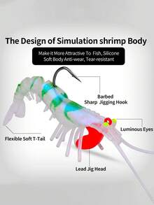 Lead-Head Hook Luminous Shrimp Lure Bait, Five-Section Soft Shrimp, Segmented Shrimp With Lead Pendant, Segmented Shrimp Fish Bait, Lure Soft Fish Bait - Multicolor - View 4